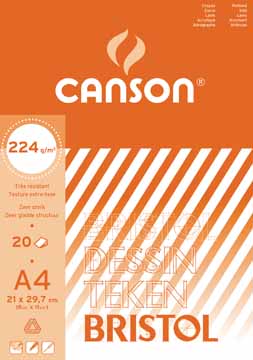 [TIM-457110] Tekenblok Canson bristol 21x29,7cm 224gr wit 20vel