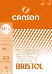 [TIM-457113] Tekenblok Canson bristol 29,7x42cm 224gr wit 20 vel