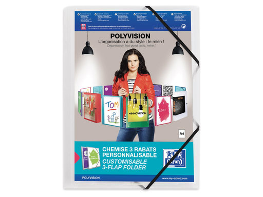 [TIM-4800341] Elastomap 3 kleppen Elba polyvision PP A4 transparant