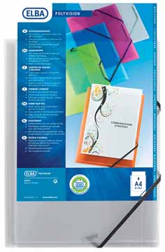 [TIM-4800341] Elastomap 3 kleppen Elba polyvision PP A4 transparant