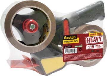 Tapedispenser Scotch Pistol Grip inclusief 2 rollen Heavy 50mmx66m bruin