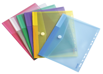 [TIM-510229] Geperforeerde documentmap Tarifold PP A4 met velcro gekorreld assorti transparant (12)