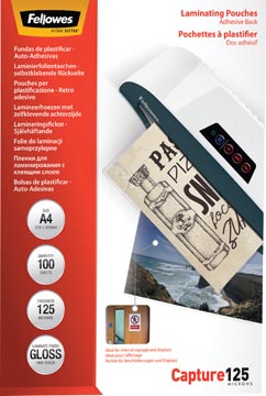 [TIM-5328901] Lamineerhoes Fellowes Capture A4 2x125µ zelfklevende achterkant (100)