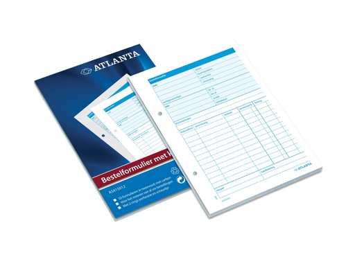 [TIM-5415012] Bestelformulier Atlanta nederlandstalig 14,8x21cm A5 2-voud 1vel carbon 50sets