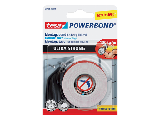 [TIM-55791] Dubbelzijdige montagetape Tesa Powerbond Ultra Strong 19mmx1,5m