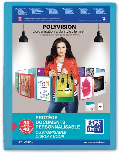 [TIM-5803403] Personaliseerbaar showalbum Oxford polyvision PP A4 40 tassen blauw