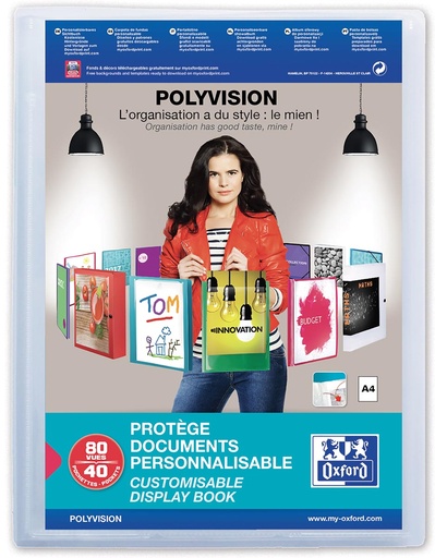 [TIM-5803417] Personaliseerbaar showalbum Oxford polyvision PP A4 40 tassen transparant