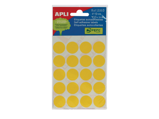 [TIM-581163] Etiketten Apli Ø 19mm geel (100)