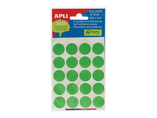 [TIM-581166] Etiketten Apli Ø 19mm groen (100)