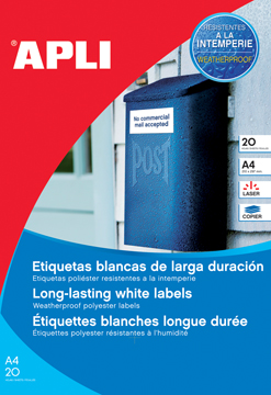[TIM-581228] Etiketten Apli polyester weerbestendig 01 etik/bl 210x297mm (20)