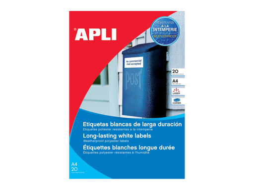 [TIM-581233] Etiketten Apli ronde hoeken 04 etik/bl 190x61mm (25)