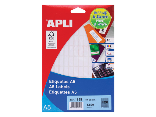 [TIM-581858] Etiketten Apli A5 126 etik/bl 8x20mm (15)
