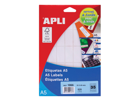 [TIM-581866] Etiketten Apli A5 35 etik/bl 19x40mm (15)