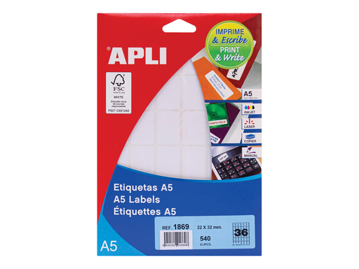 [TIM-581869] Etiketten Apli A5 36 etik/bl 22x32mm (15)