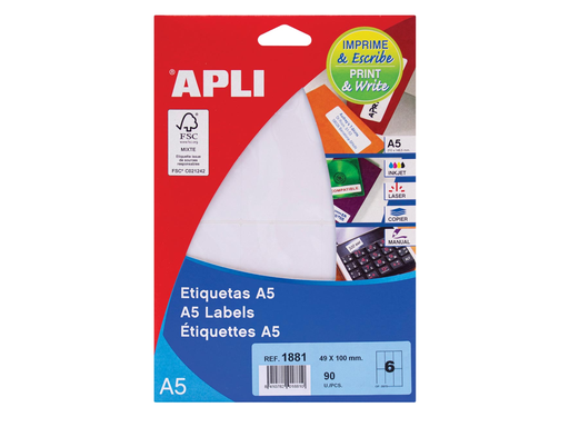 [TIM-581881] Etiketten Apli A5 6 etik/bl 49x100mm (15)