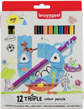[TIM-6011912] Kleurpotlood Bruynzeel Kids Triple assorti (12)