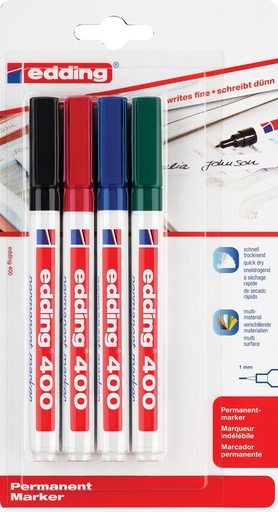 [TIM-6015999] Permanent marker Edding 400 ronde punt 1mm zwart assorti (4)