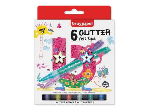 [TIM-6126006] Viltstift Bruynzeel Kids Glitter assorti (6)