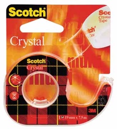 [TIM-61975D] Plakbandafroller Scotch Crystal 19mm x 7,5m inclusief rol blister