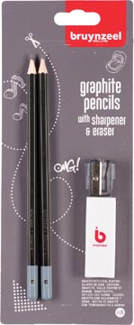 [TIM-6219004] Potlood Bruynzeel HB (2) inclusief slijper en gum blister