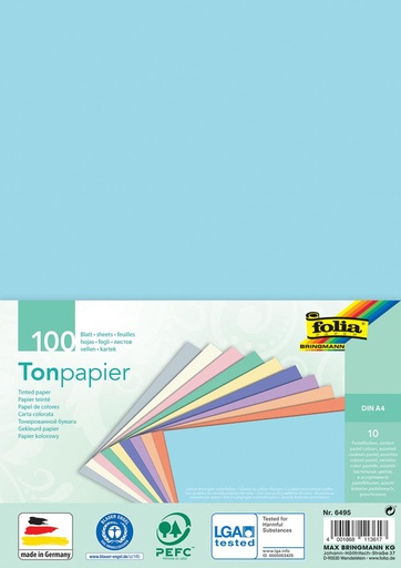 [TIM-6495] Fotopapier Folia A4 130gr assorti pastel 10 kleuren (100)