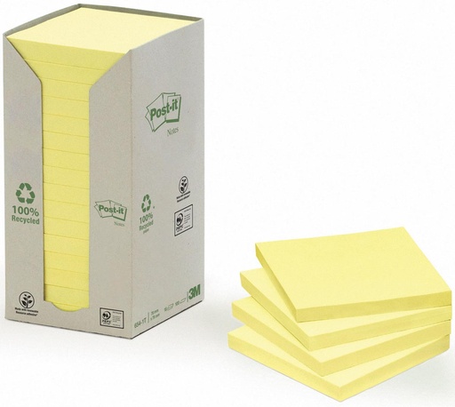 [TIM-6541TR] Memoblok Post-It 76x76mm gerecycleerd geel (16)