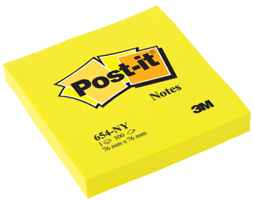 [TIM-654N] Memoblok Post-It 76x76mm neongeel