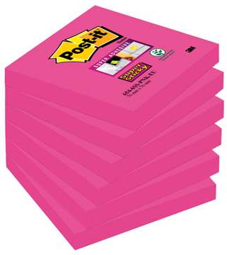[TIM-654SSFA] Memoblok Post-It Super Sticky 76x76mm fuchsia (6)