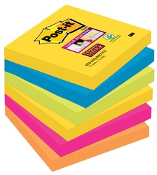 [TIM-654SSRO] Memoblok Post-it Super Sticky Rio 76x76mm assorti (6)