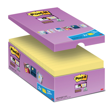 [TIM-655P16] Memoblok Post-It 76x127mm geel voordeelpak 14+2 gratis