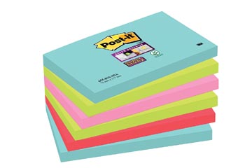 [TIM-655SSMI] Memoblok Post-It Super Sticky Miami 76x127mm assorti (6)