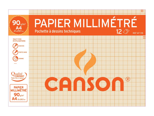 [TIM-67115] Millimeterpapier Canson A4 90gr 12vel