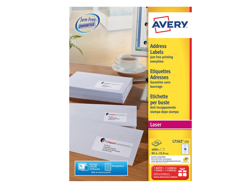 [TIM-7162250] Etiketten Avery Address 16 etik/bl 99,1x34mm wit (250)