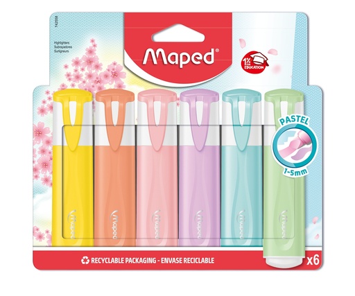 [TIM-742558] Markeerstift Maped Fluo'Peps assorti pastel (6)