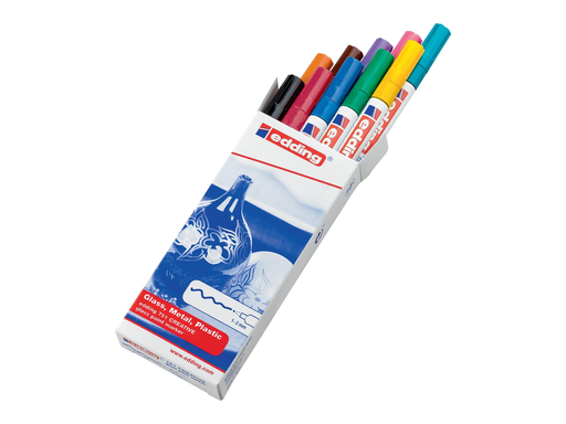 [TIM-751S10] Glanslakmarker Edding 751 ronde punt 1-2mm assorti (10)