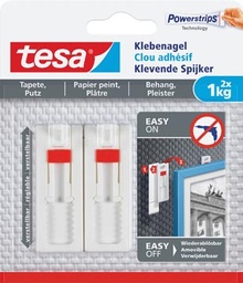 [TIM-777740] Kleefspijker Tesa zelfklevend op behang en pleisterwerk draagvermogen 1kg verstelbaar blister (2)