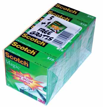 [TIM-810P5] Plakband Scotch magic tape 19mmx33m (5+1) voor kleine afroller