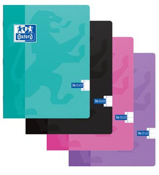 [TIM-8130003] Schrift Oxford School karton A5 gelijnd 72blz assorti