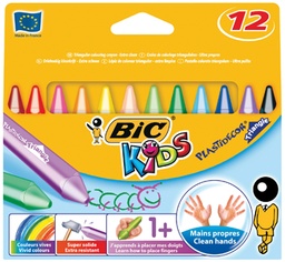 [TIM-829773] Waskrijt Bic kids plastidecor triangle assorti (12)