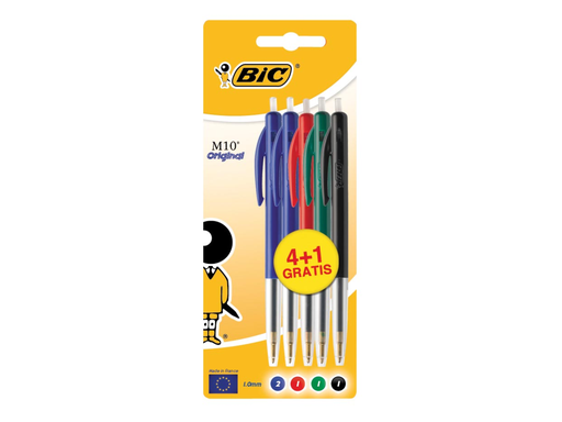 [TIM-876753] Balpen Bic M10 Clic Original assorti 4+1 gratis