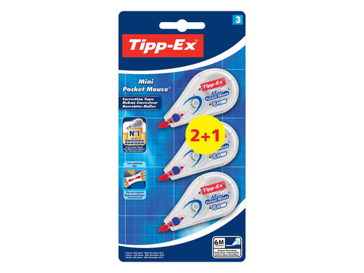 [TIM-898374] Correctieroller Tipp-Ex Mini Pocket Mouse 5mmx5m blister 2+1 gratis