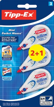 [TIM-898374] Correctieroller Tipp-Ex Mini Pocket Mouse 5mmx5m blister 2+1 gratis