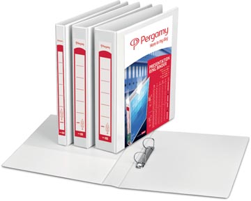 [TIM-900301] Panorama ringmap Pergamy PP A4 2 D-ringen 25mm rug 44mm 3 insteekvakken wit
