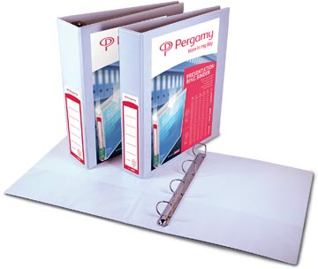 [TIM-900313] Panorama ringmap Pergamy PP A4 4 D-ringen 50mm rug 70mm 3 insteekvakken wit