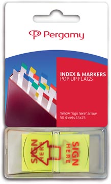 [TIM-900917] Index Pergamy "Sign Here" 45x25mm geel