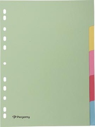 [TIM-901240] Tabbladen Pergamy karton A4 5 tabs 11-gaats assorti pastel