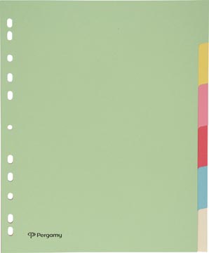 [TIM-901247] Tabbladen Pergamy karton A4 maxi 6 tabs 11-gaats assorti pastel