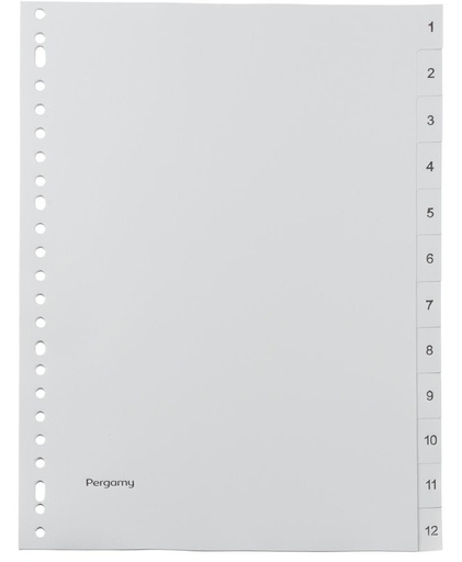 [TIM-901588] Tabbladen Pergamy PP A4 23-gaats 1-12 grijs