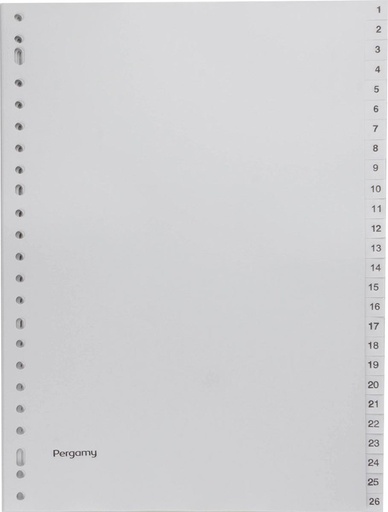 [TIM-901604] Tabblad Pergamy PP A4 23-gaats 1-52 grijs