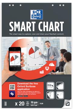 [TIM-96277] Papierblok voor flipchart Oxford Smart Chart zelfklevend 65x98cm 20vel blanco